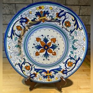 Hand Painted and Numbered Pottery Wall Plate Marked “Made in Italy Artistica”